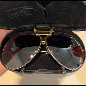 Porsche Design Black and Gold Aviator Sunglasses